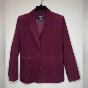 Corduroy Blazer Jacket Women’s M Burgundy‎ Career Classic Jacket